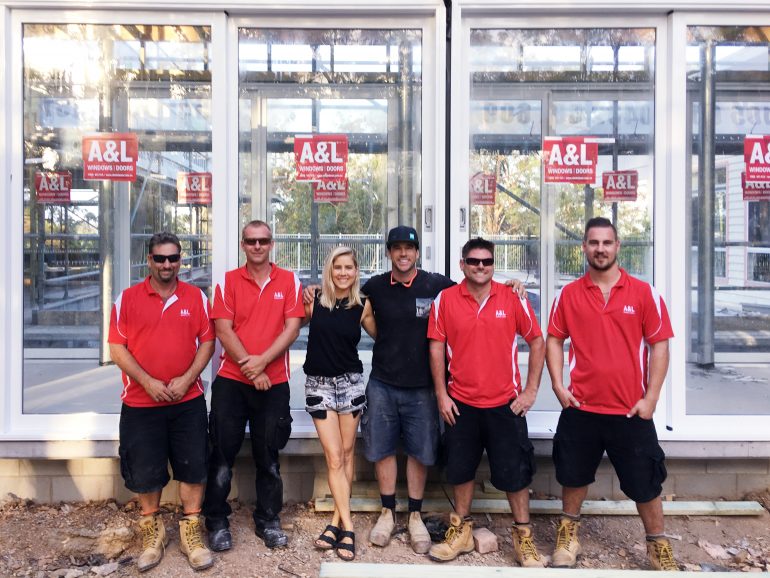 The team take a break on-site at the property.